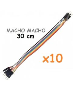 Cables Jumper / Dupont x 10 Macho - Macho 30 cm