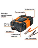Inversor De Corriente 750 W Con Puertos USB – Truper